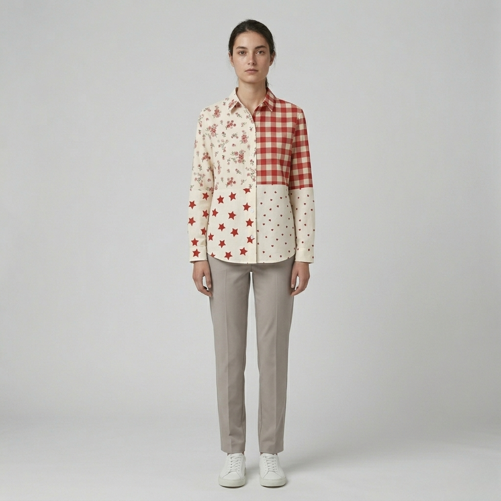 Elise | Patchwork Button Front Blouse