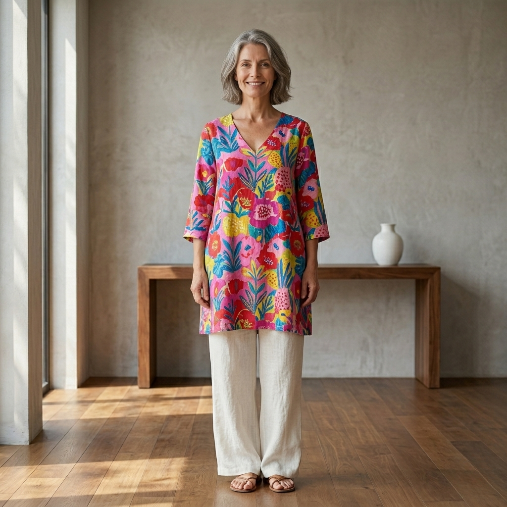 Oceane | Long Blouse with V-Neck
