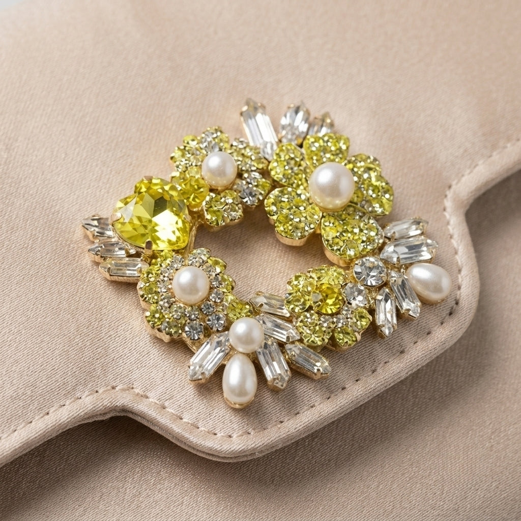 Evadne | Crystal Buckle Satin Envelope Clutch Bag