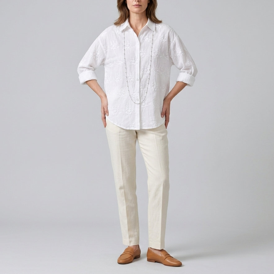 Seraphina | Embroidered Button Front Blouse