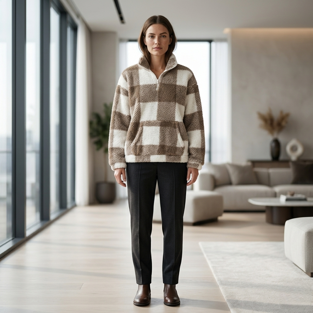 Hilary | Plaid Half Zip Pullover