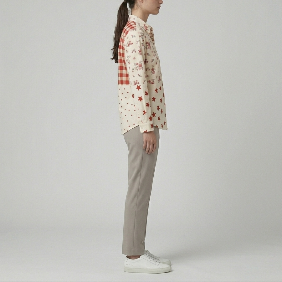 Elise | Patchwork Button Front Blouse