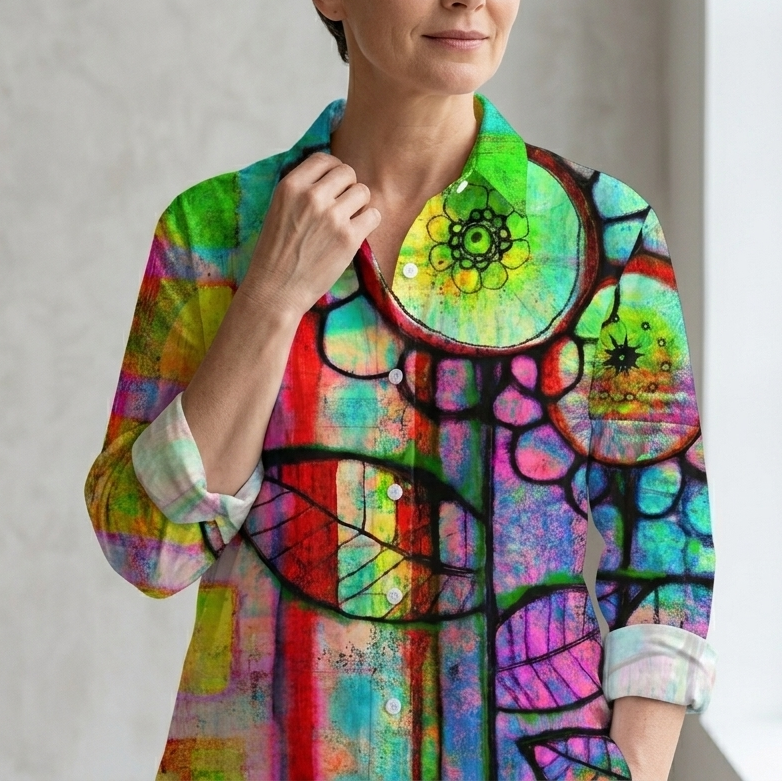 Fenna | Artistic Floral Button Blouse