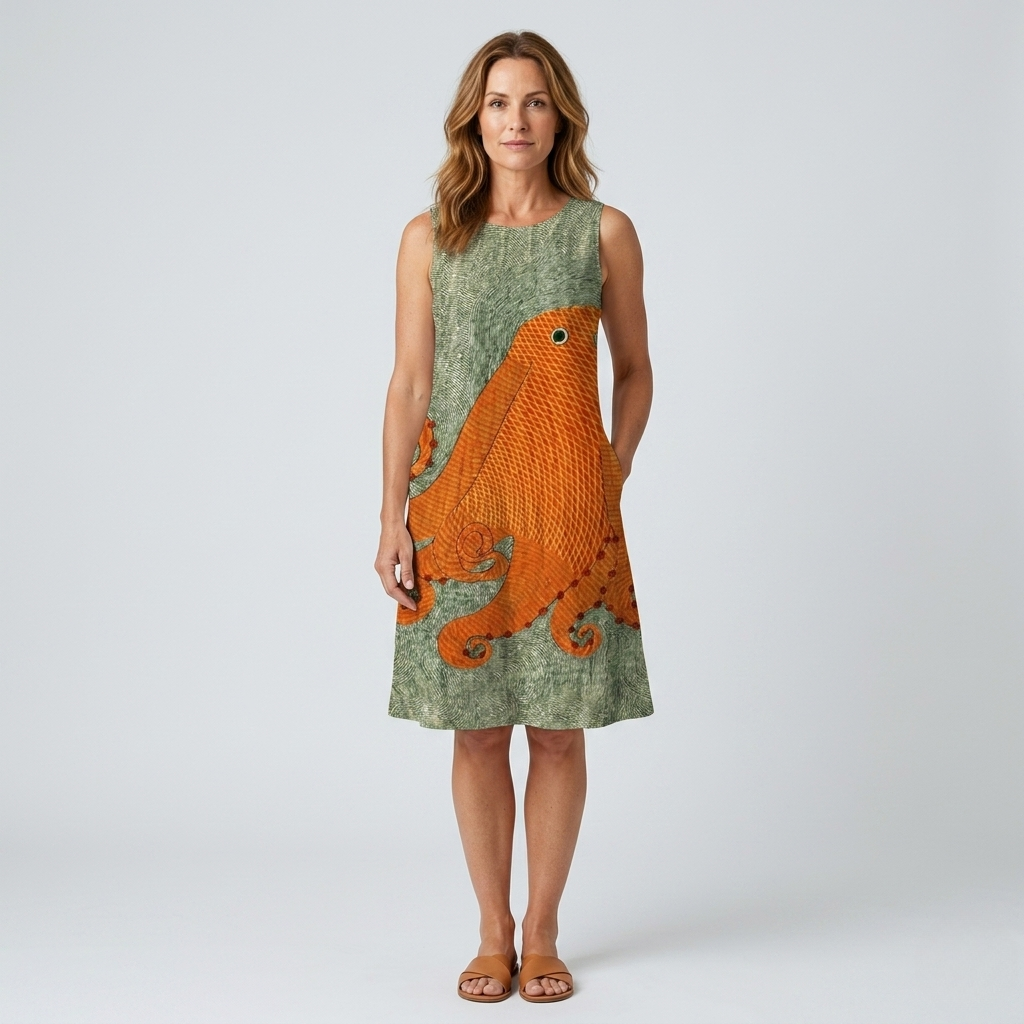 Tess | Oceanic Print Midi Dress