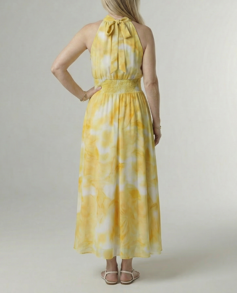 Sylin | Gathered Halter Midi Dress