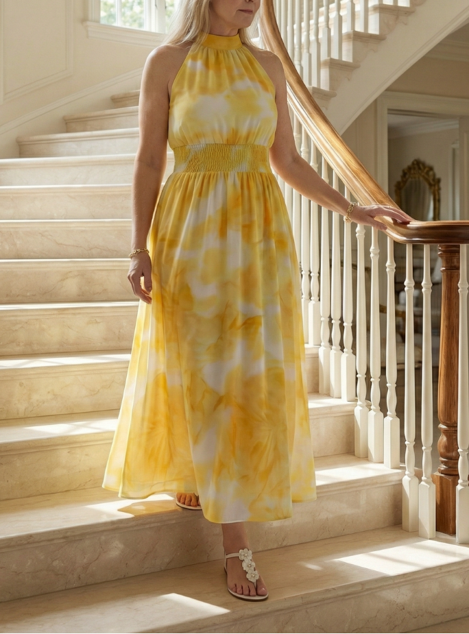 Sylin | Gathered Halter Midi Dress