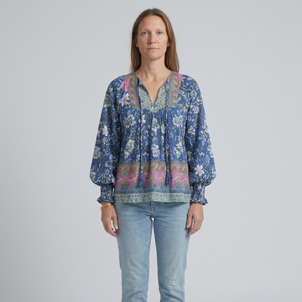 Audry | Floral Ruffle Cuff Blouse