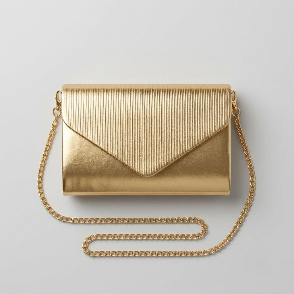 Marielle | Metallic Envelope Fold Clutch Bag