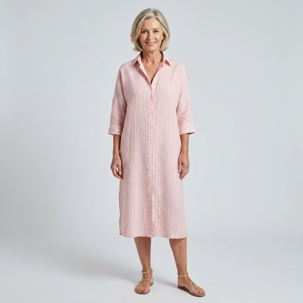Sophie | Striped Lace Shirt Dress