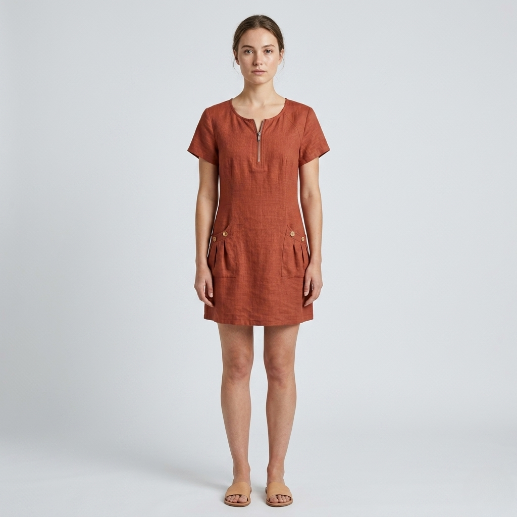 Lina | Cotton Linen Midi Dress