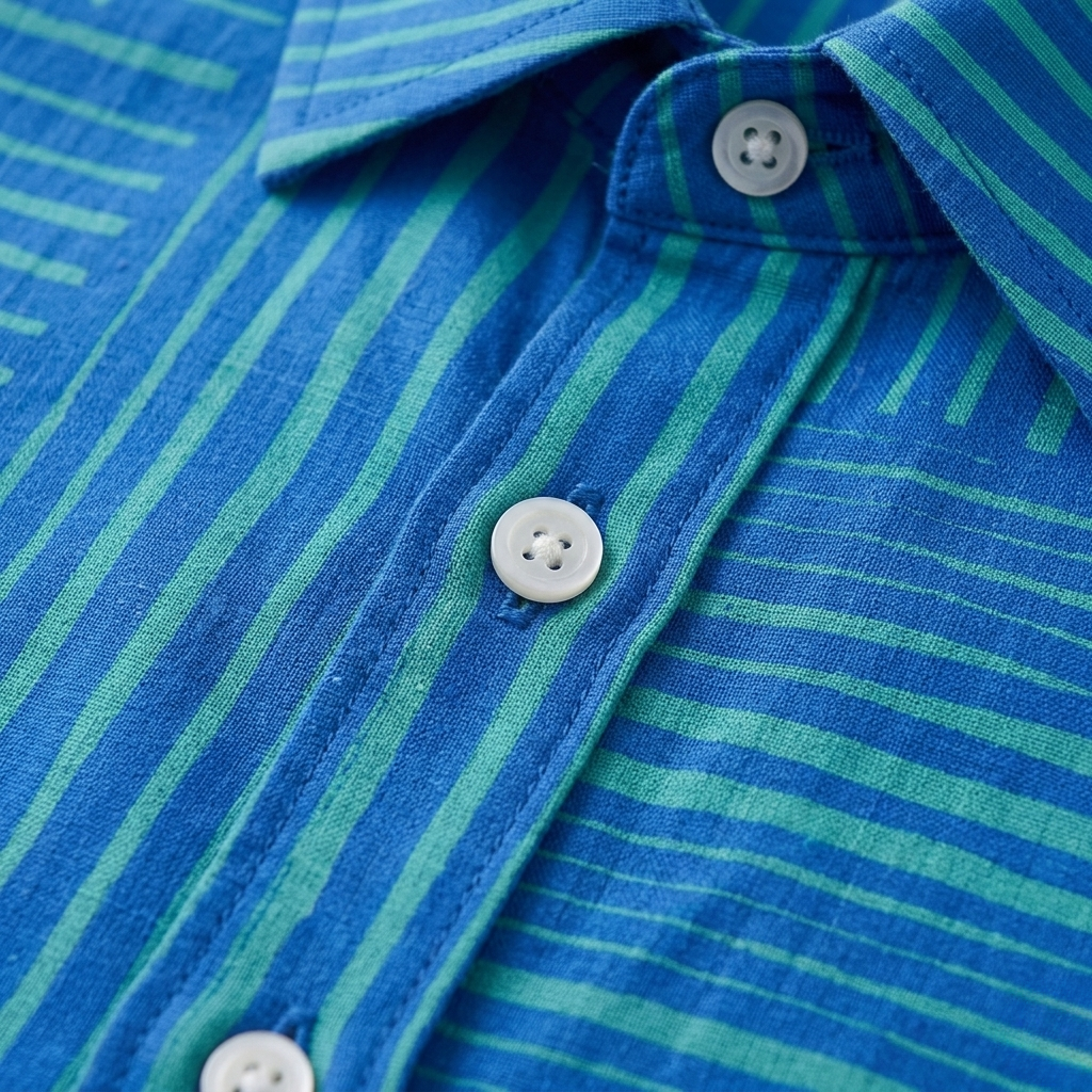 Feline | Azure Striped Button Blouse