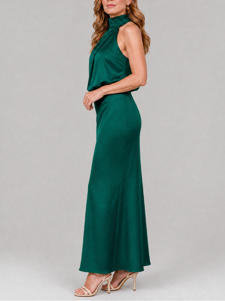 Nopal | Sleeveless Draped Neck Midi Dress