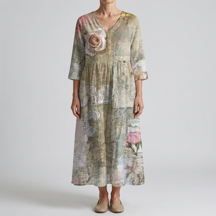 Fiona | Timeless Floral Elegance Midi Dress