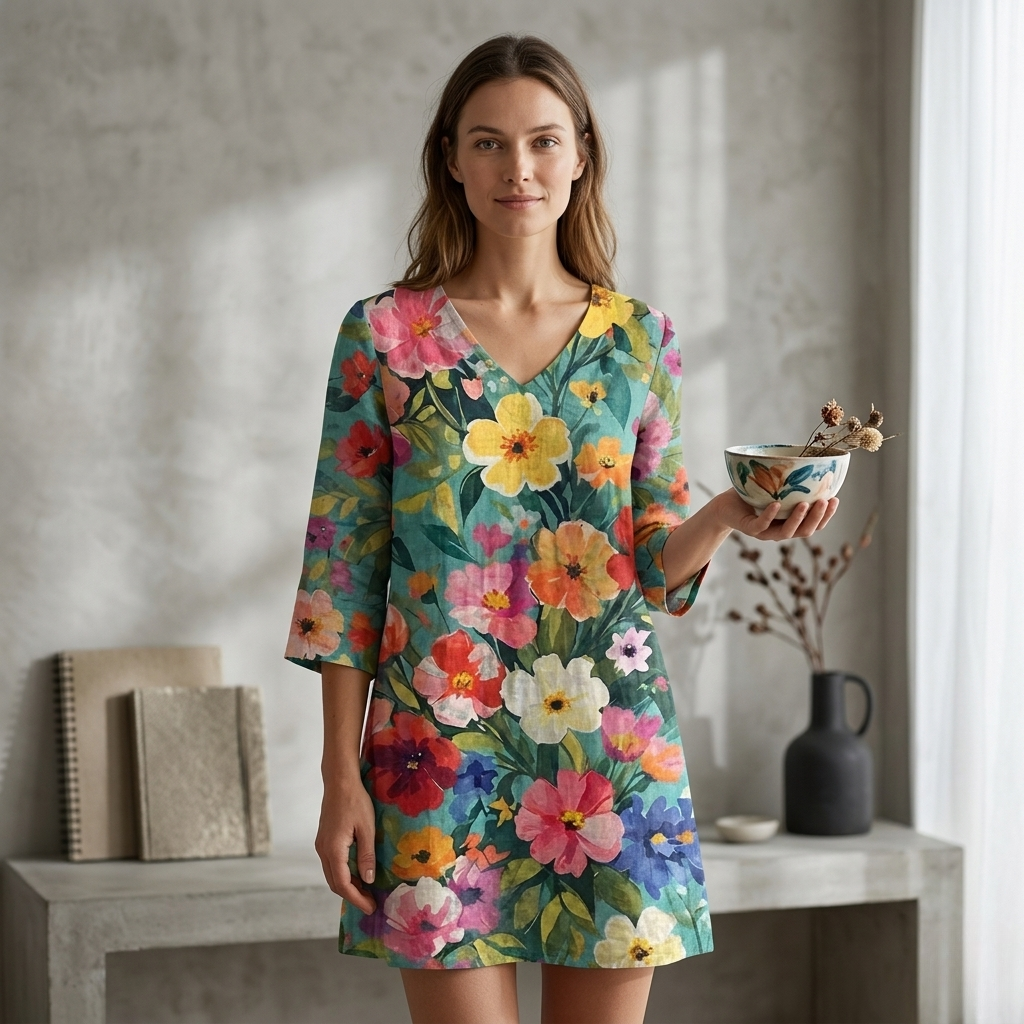 Nora | Fluid Long V-Neck Blouse