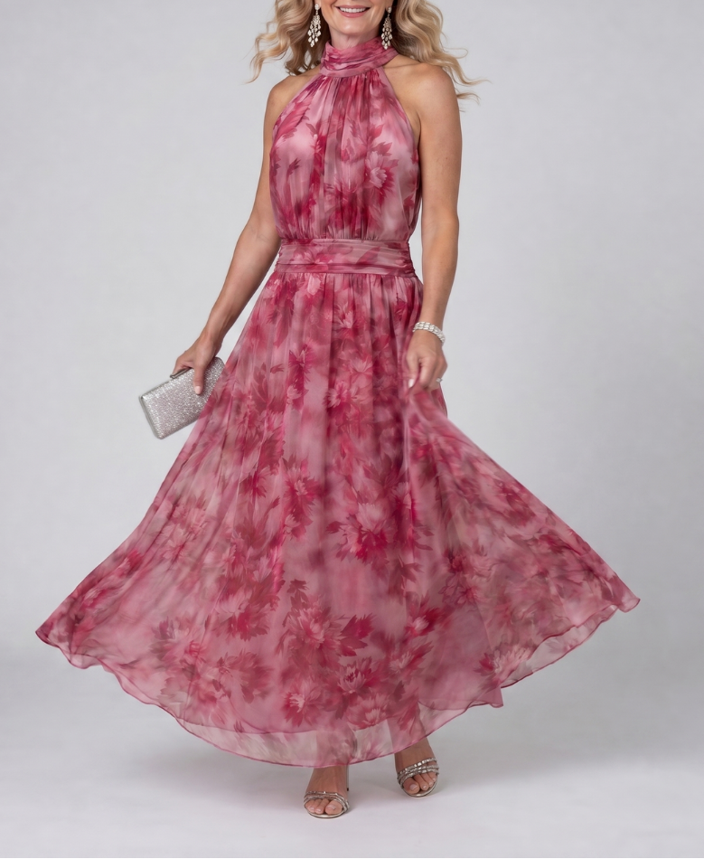 Avien | Soft Halter Neck Midi Dress