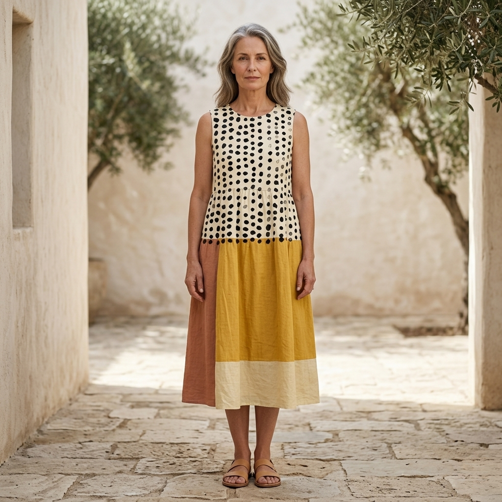 Leah | Polka Colorblock Midi Dress