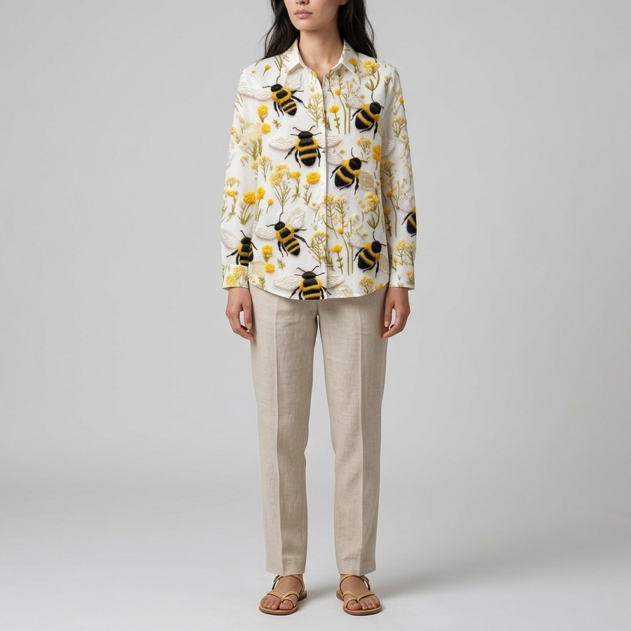 Fiorine | Golden Bee Button Blouse