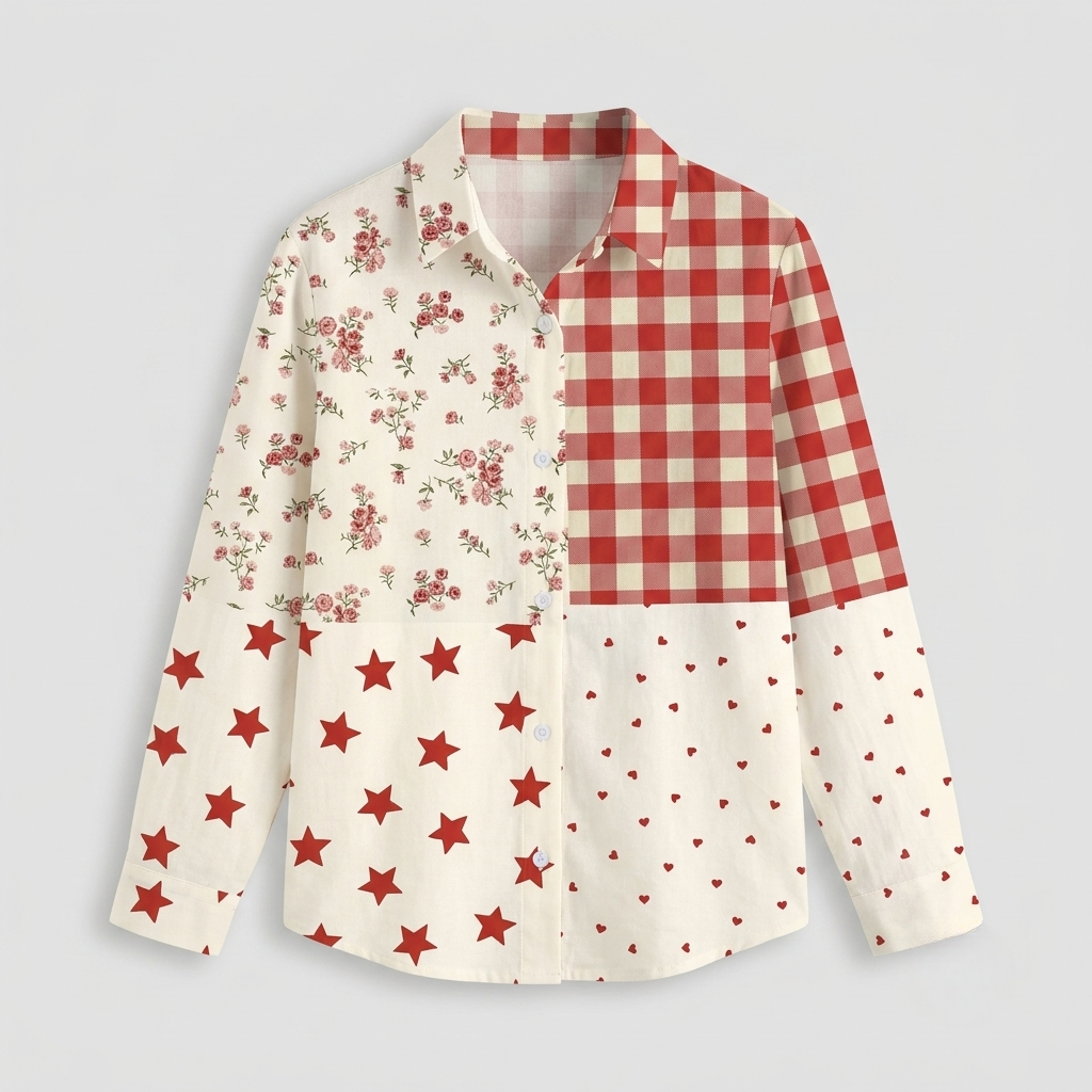 Elise | Patchwork Button Front Blouse