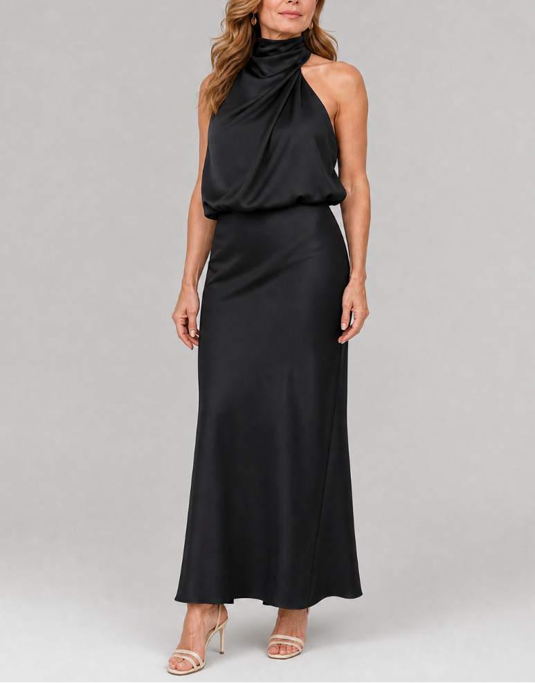 Nopal | Sleeveless Draped Neck Midi Dress