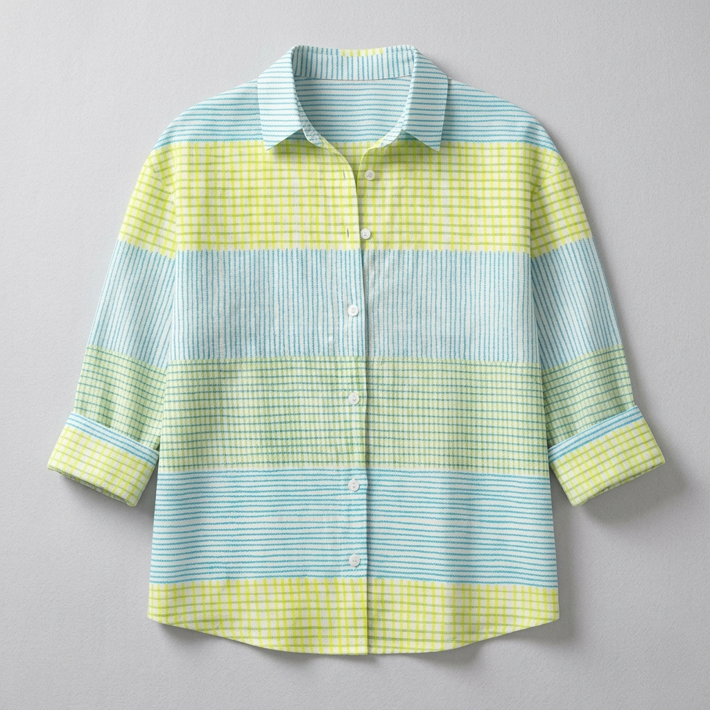 Filippa | Pastel Grid Button Blouse