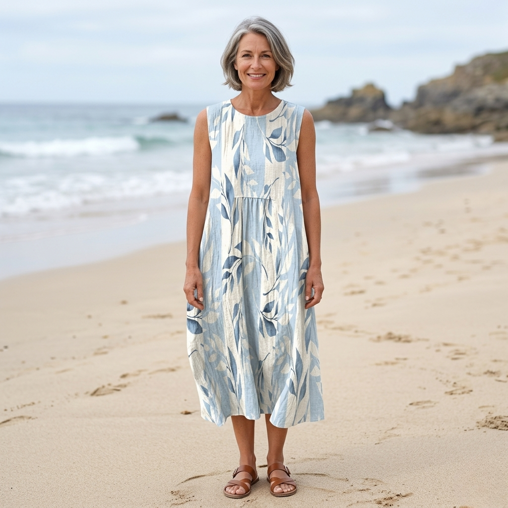 Jolie | Leaf Print Midi Dress