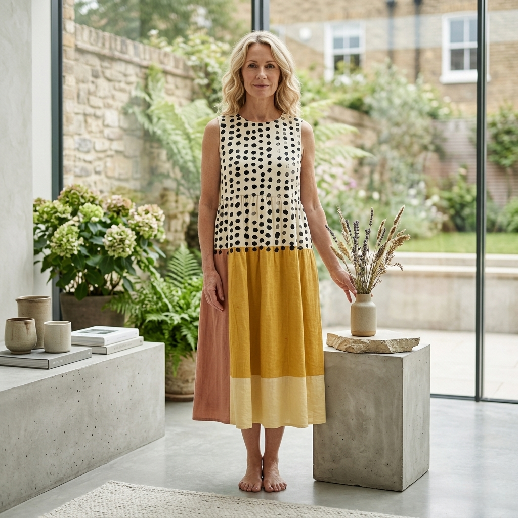 Leah | Polka Colorblock Midi Dress