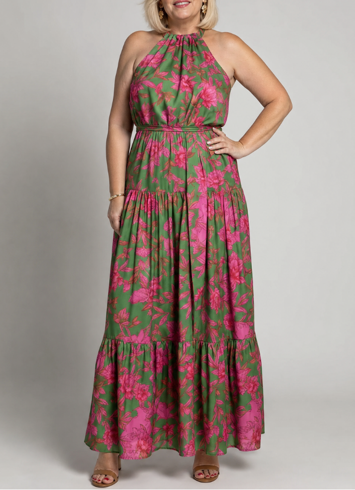 Rowen | Draped Halter Midi Dress
