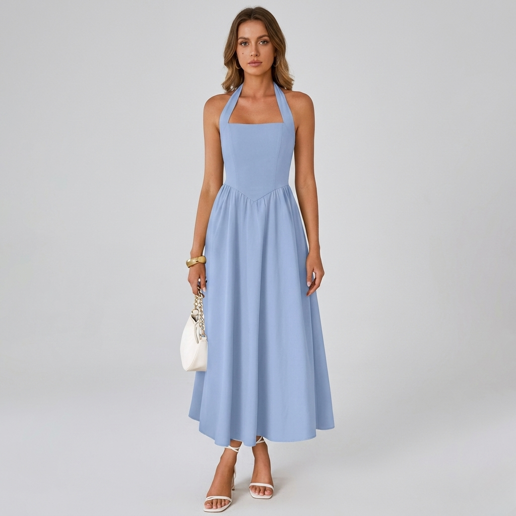 Jessa | Halter Ruched Pocket Dress