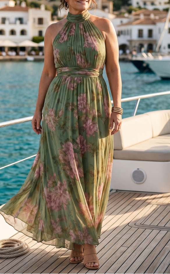 Mirelle | Gathered Halter Midi Dress