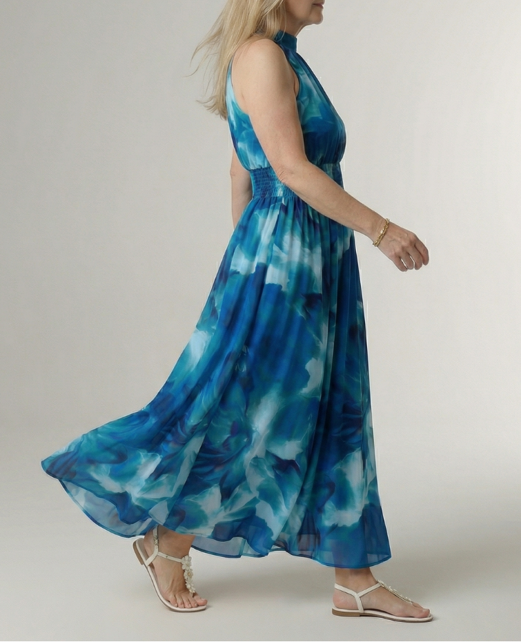 Sylin | Gathered Halter Midi Dress