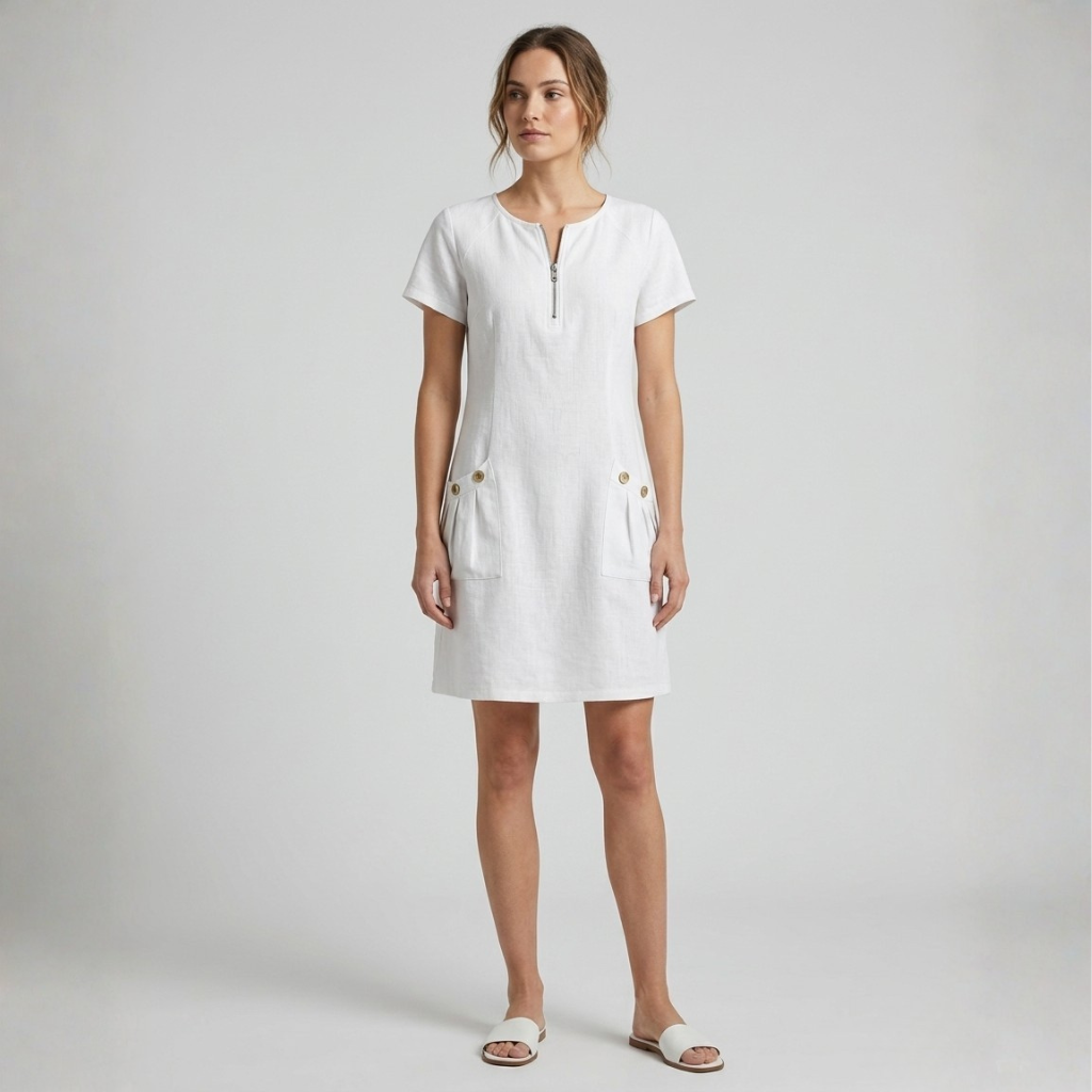 Lina | Cotton Linen Midi Dress