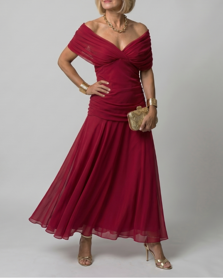 Calen | Off Shoulder Flow Midi Dress