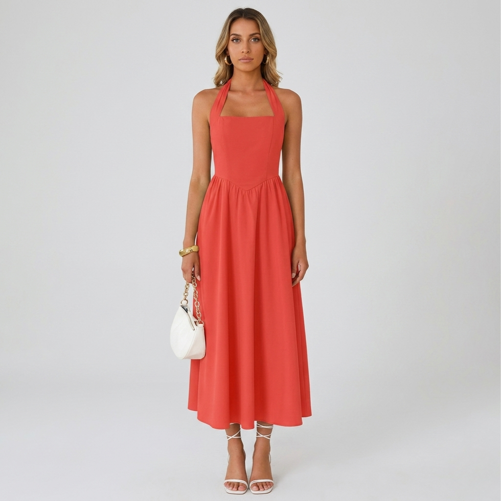 Jessa | Halter Ruched Pocket Dress