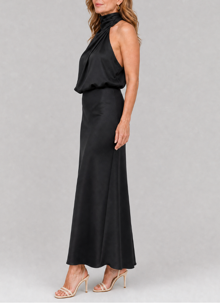 Nopal | Sleeveless Draped Neck Midi Dress