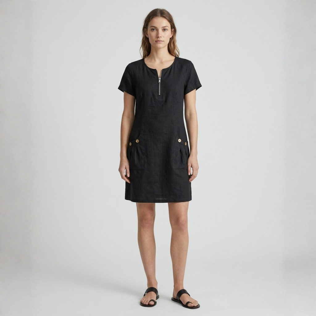 Lina | Cotton Linen Midi Dress