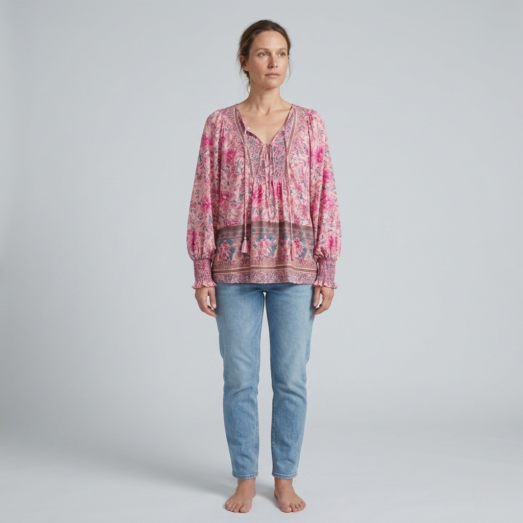 Audry | Floral Ruffle Cuff Blouse