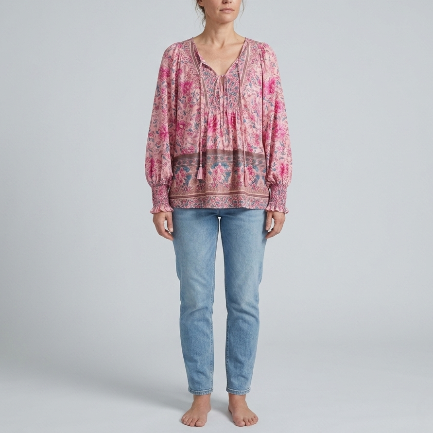 Audry | Floral Ruffle Cuff Blouse