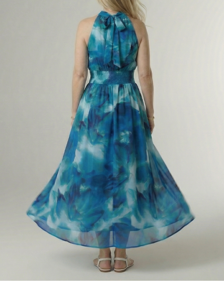 Sylin | Gathered Halter Midi Dress