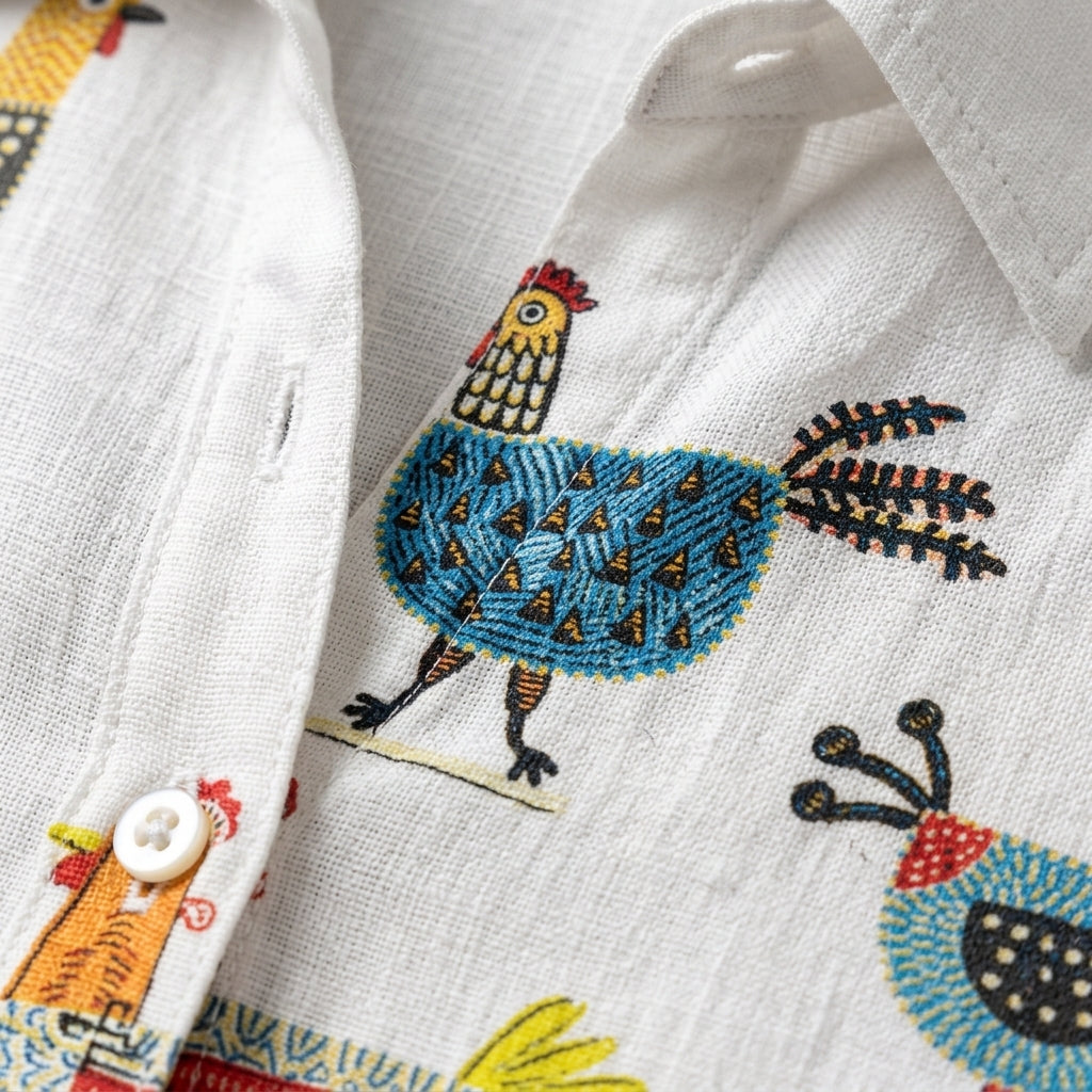 Ingrid | Playful Hen Button Blouse