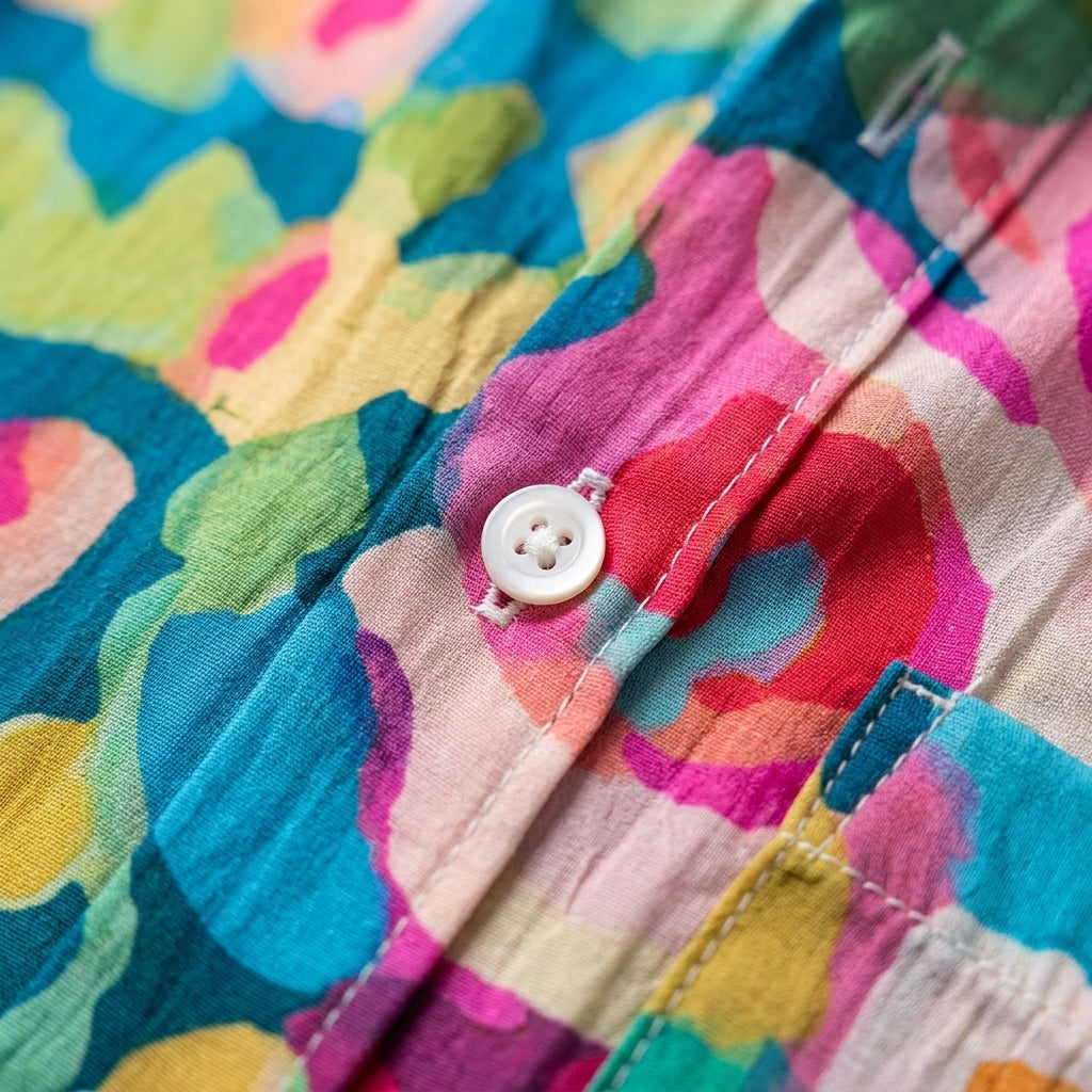 Deliane | Artistic Print Button Blouse