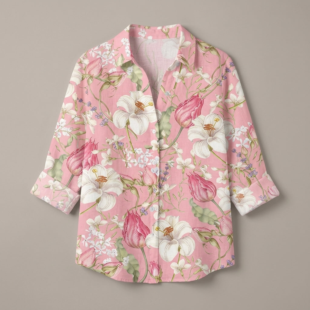 Frances | Elegant Floral V-Neck Blouse