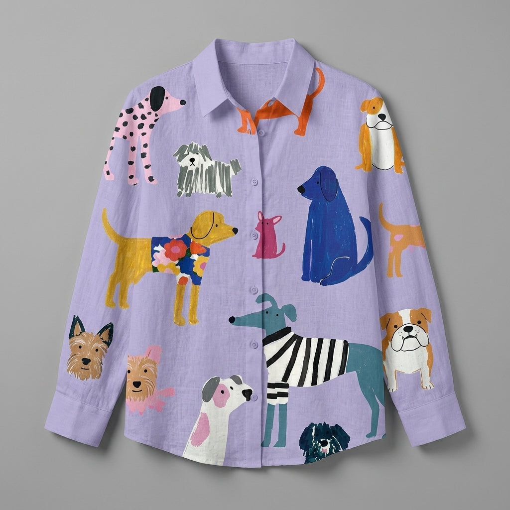 Florence | Playful Dogs Button Blouse