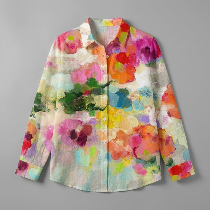 Elara | Watercolour Floral Button Blouse