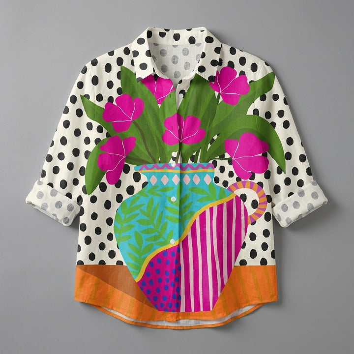 Amara | Floral Vase Button Blouse