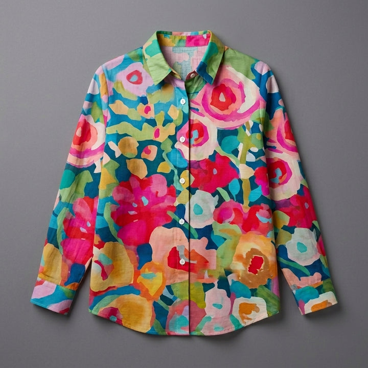 Deliane | Artistic Print Button Blouse