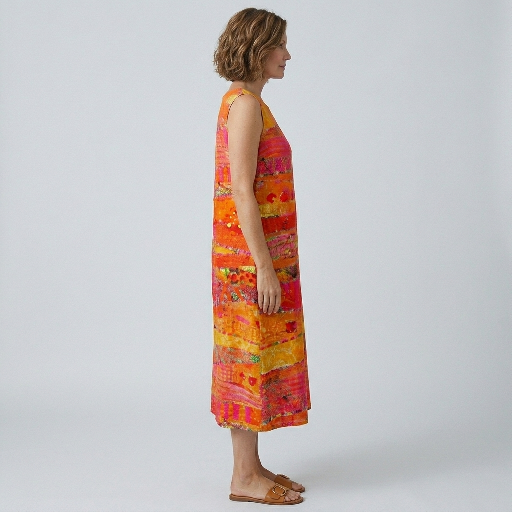 Faya | Sunset Patchwork Midi Dress