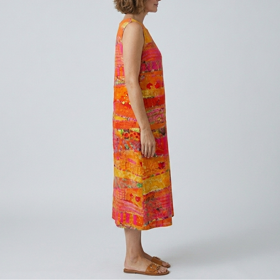 Faya | Sunset Patchwork Midi Dress