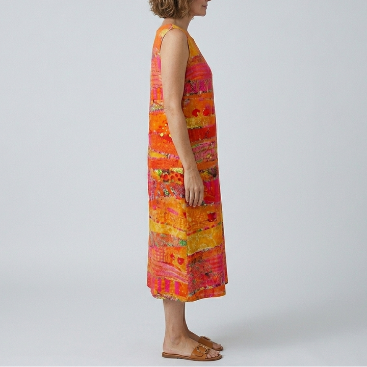 Faya | Sunset Patchwork Midi Dress
