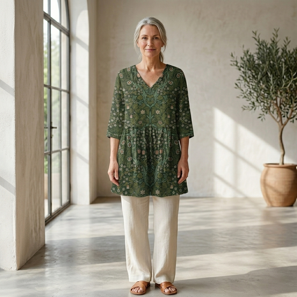 Julie | Fluid V-Neck Long Blouse