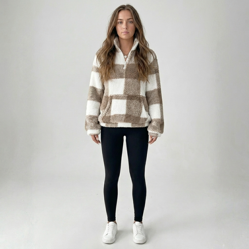 Hilary | Plaid Half Zip Pullover